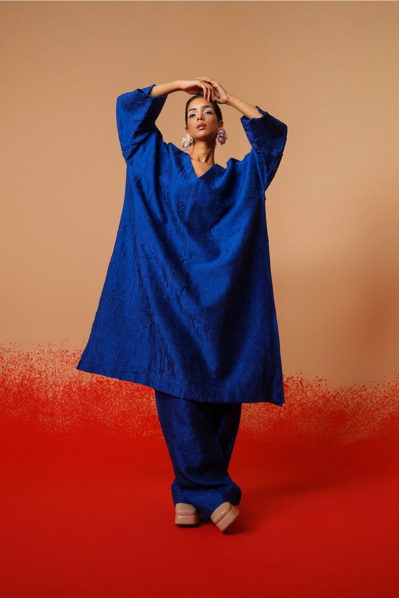 Petal Pants-Electric Blue mysore silk pants/trousers by Stoique in electric blue for women in Singapore
