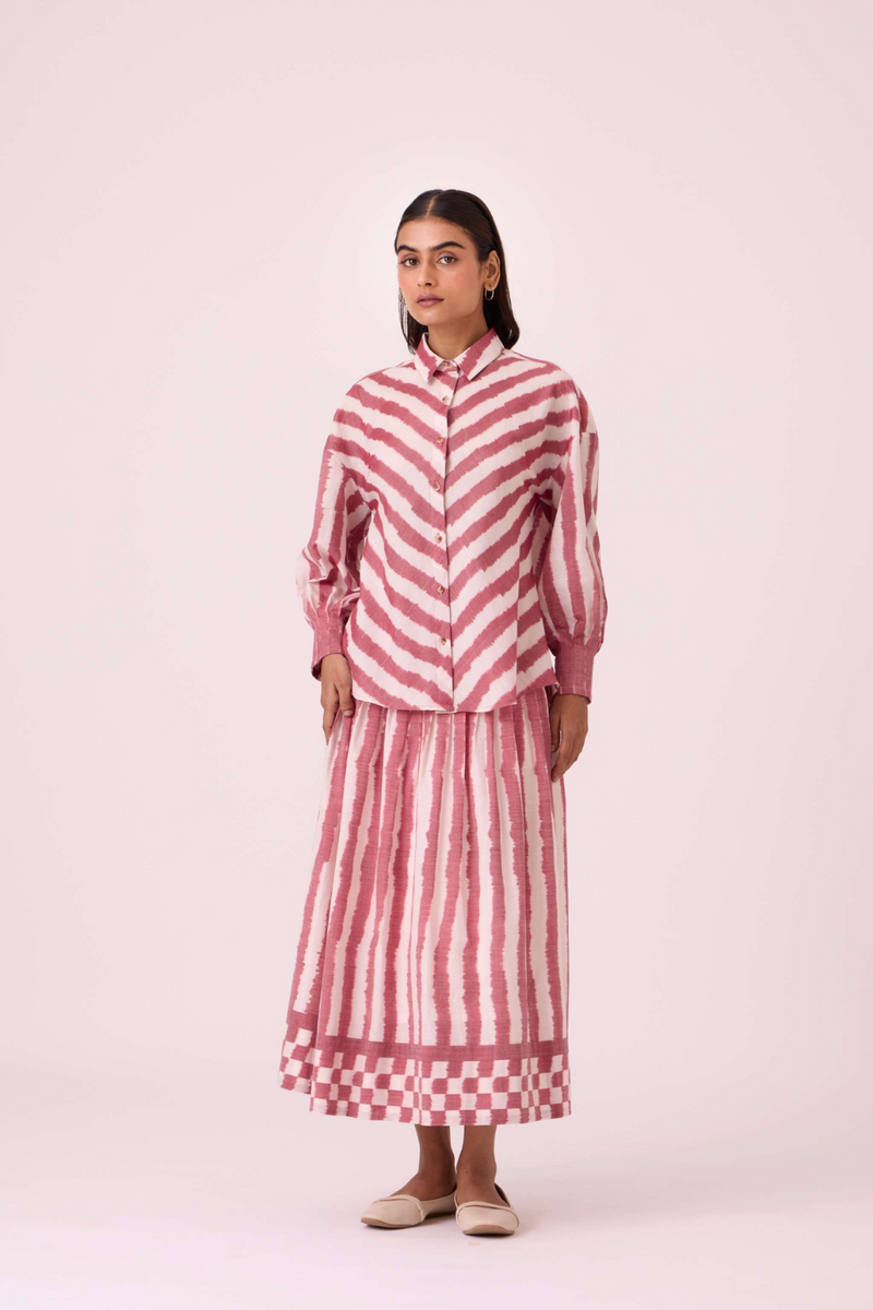 Levin Rhubarb Striped Ikat Skirt cotton by The Summer House for women in Singapore