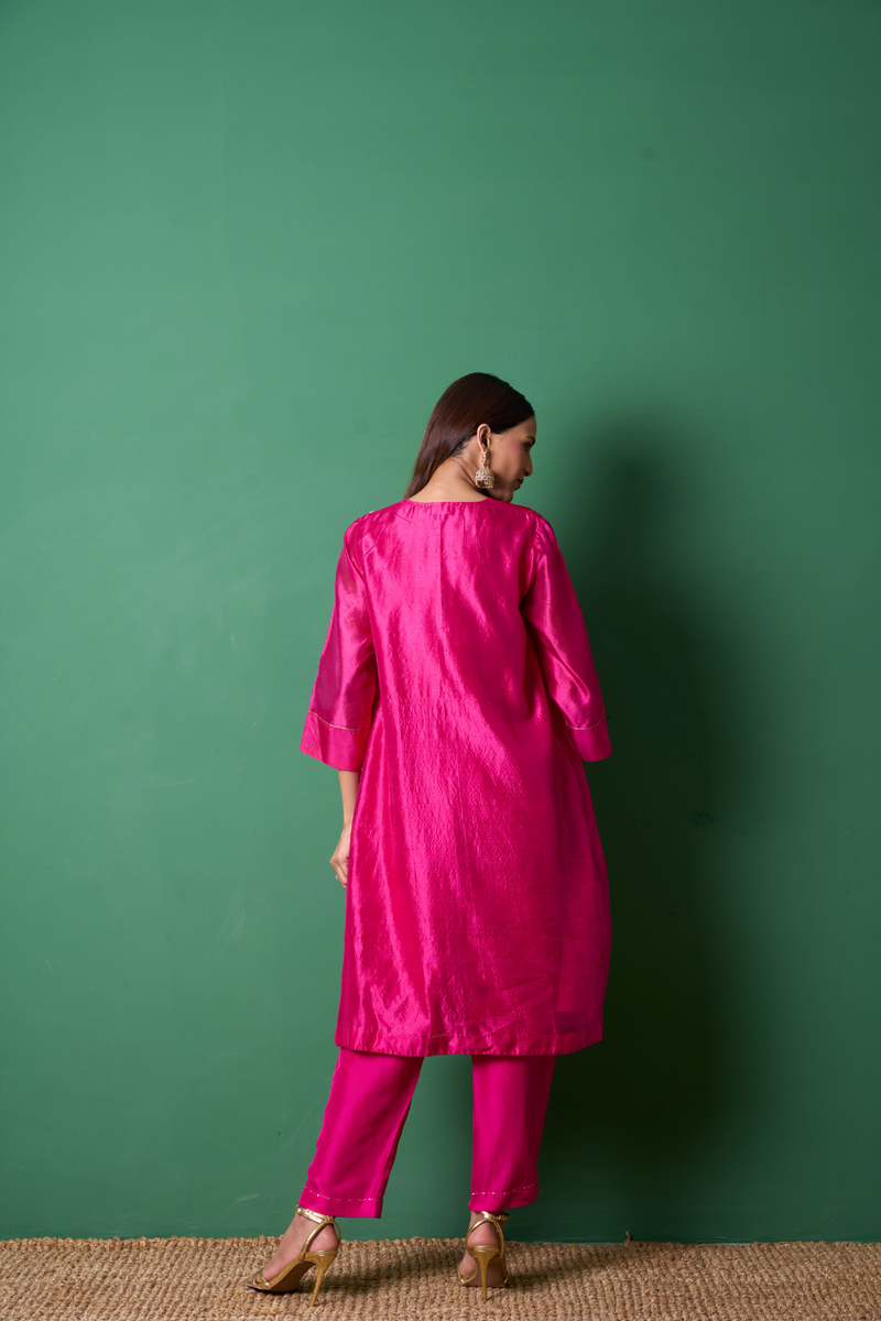 Delight Kurta Set - Red with Dupatta