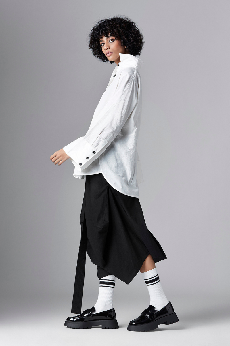 OVIA SHIRT cotton Tops and Shirts by Chola in white color for women in Singapore