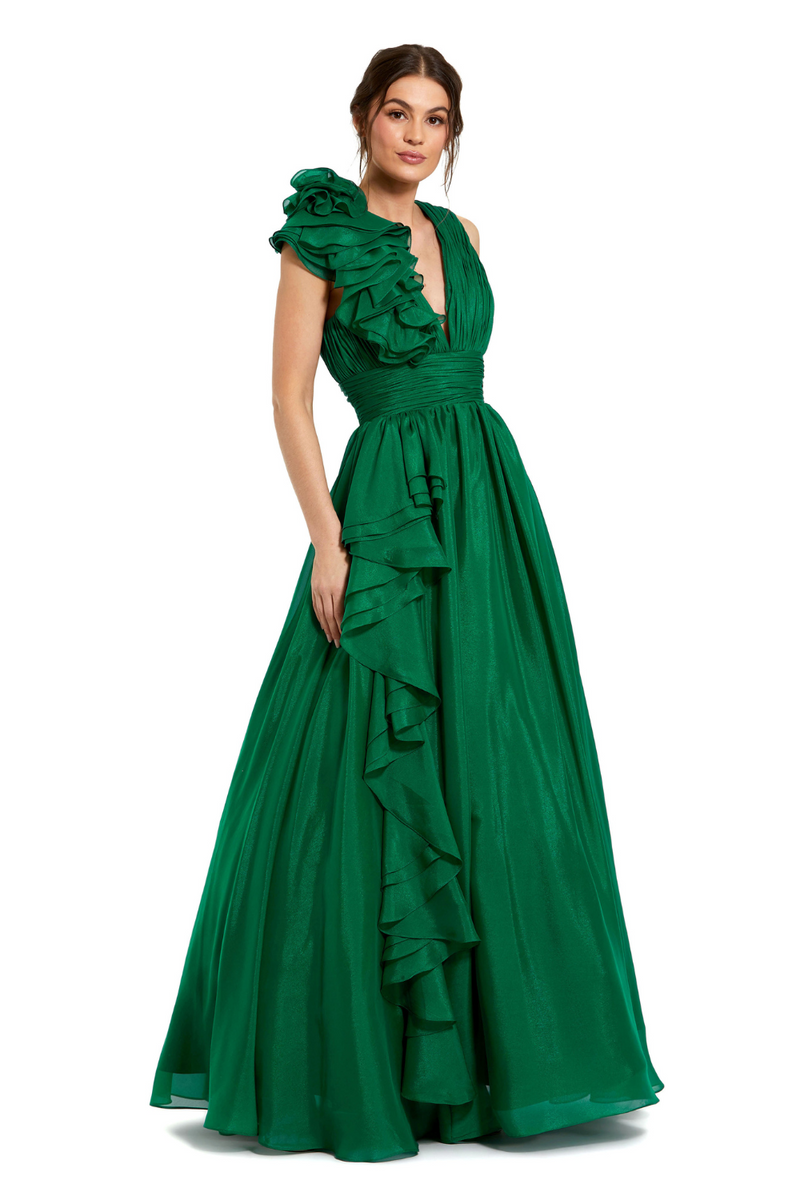 48856-Chiffon Gown-Green by Mac Duggal in green color for women in Singapore