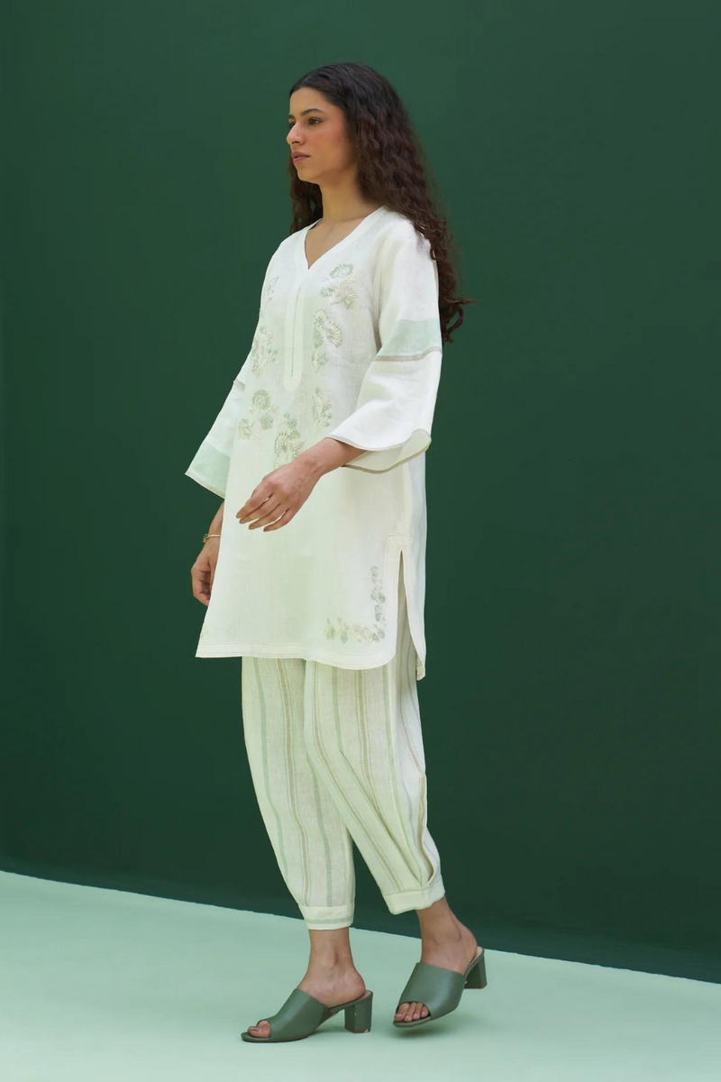 Iona Striped Linen Pant
- Mint linen by Manan in mint color for women in Singapore