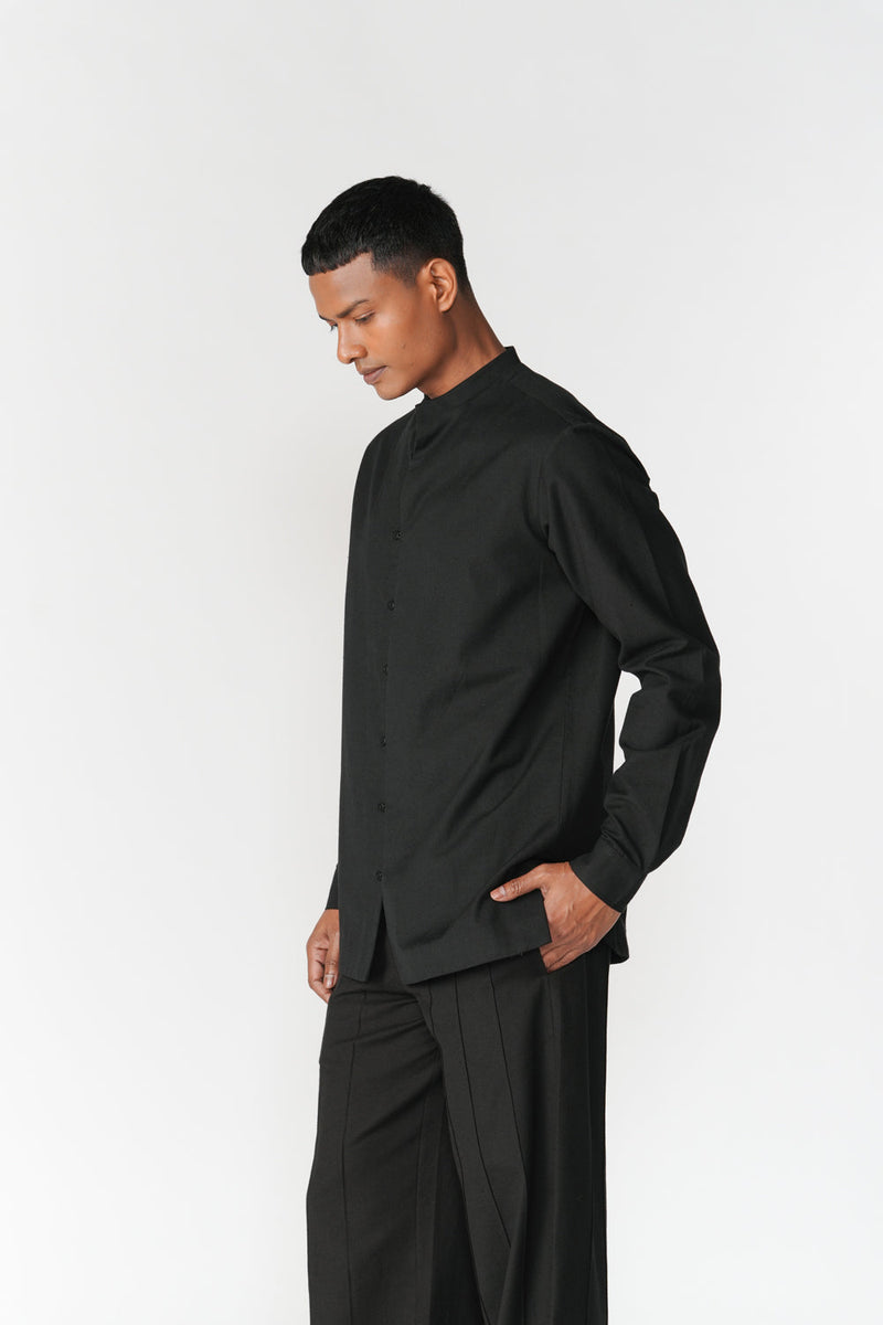 Relaxed Cotton Shirt top/shirt by Turn Black in black for men in Singapore