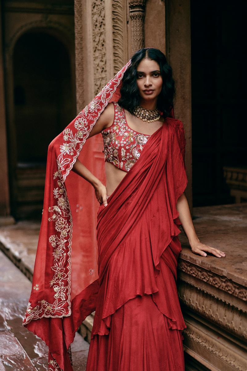PH-2476 Saree Blouse Belt Set by Paulmi & Harsh for women in Singapore