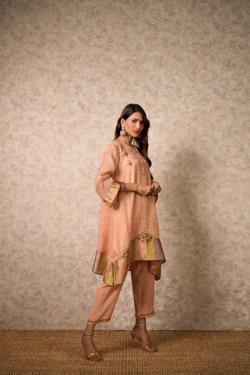 Zing Kurta Set - Peach with Dupatta