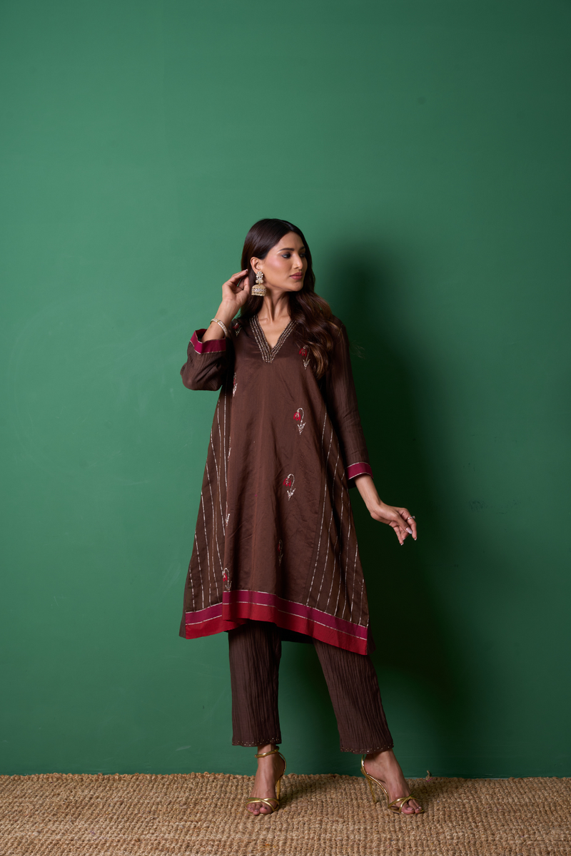 Glee Kurta Set - Brown
