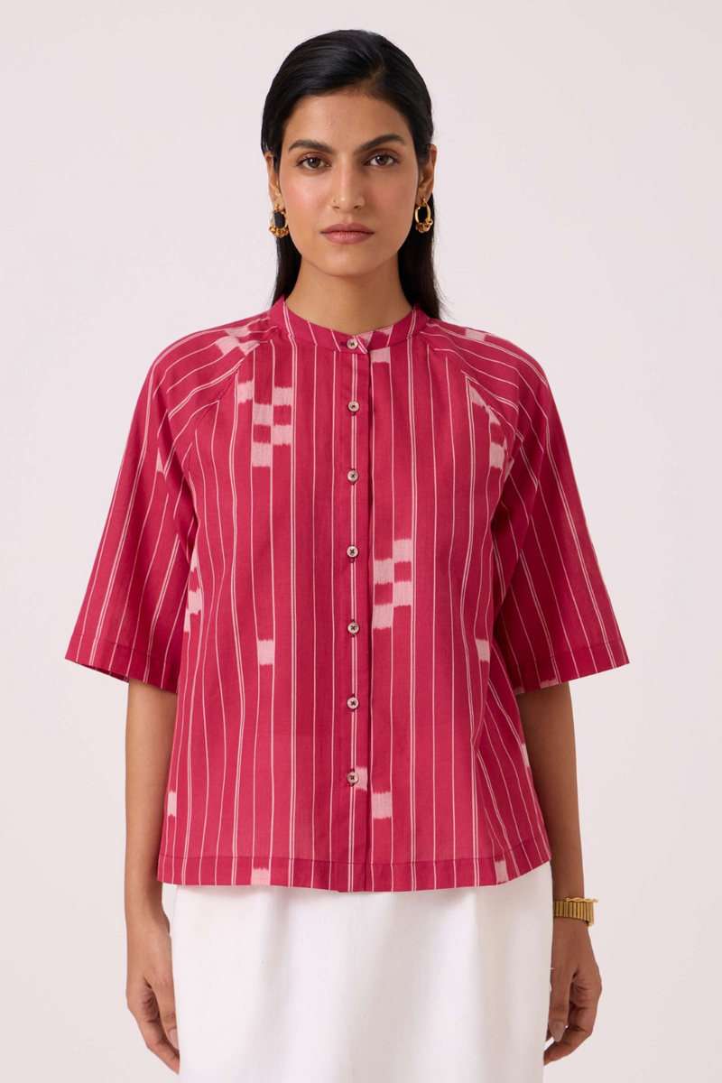 Dorian Rhubarb Ikat Top cotton by The Summer House for women in Singapore
