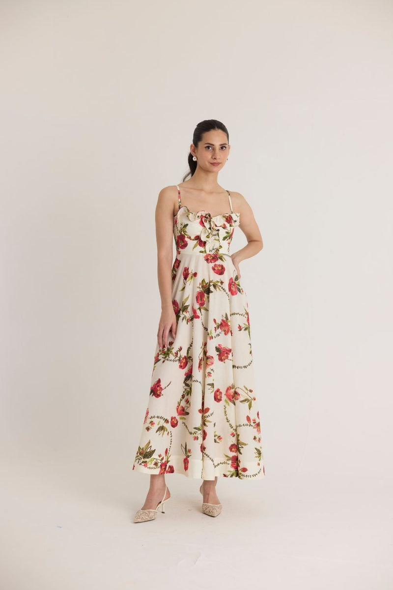 ROSITA COTTON FRILL DRESS cotton by Yam in white color for women in Singapore