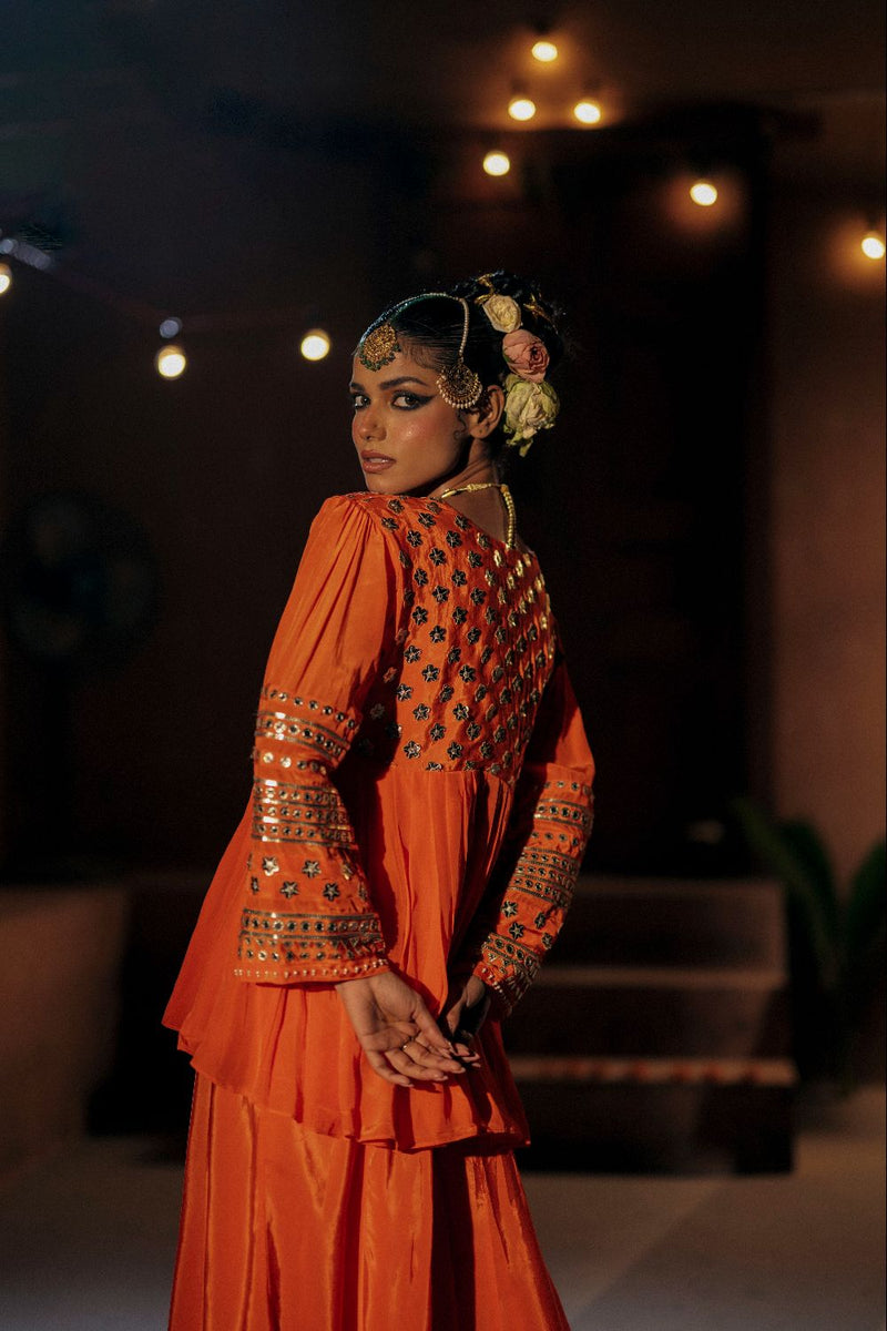 Mangala Peplum Co-ord Set- Orange