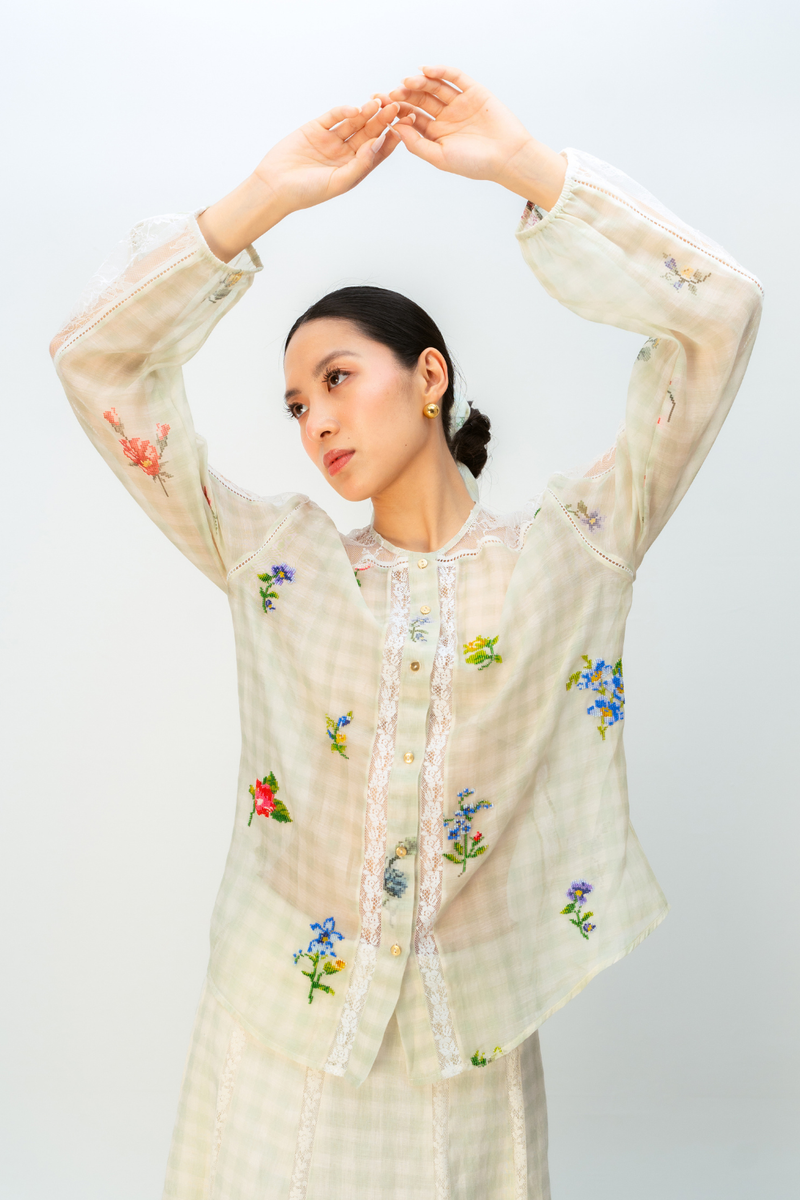 SUMMER SHIMMER SHIRT mul top/shirt by Ode to Odd in green for women in Singapore