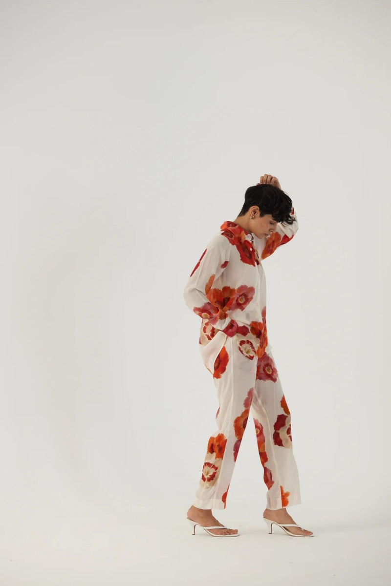 VALENTINE CREPE COORD SET Co-ord Sets by Yam in white color for women in Singapore