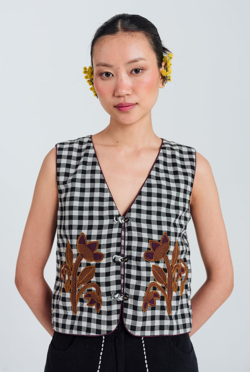 Groove Handloom Waistcoat handwoven cotton jacket/overlay by JodiLife in black, white for women in Singapore