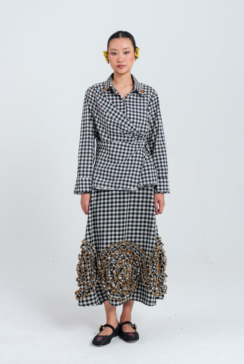 Groove Handloom Skirt handwoven cotton skirt by JodiLife in black, white for women in Singapore