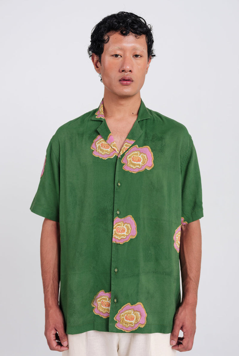 Flow Shirt muslin silk shirt by Jodi Men in green for men in Singapore