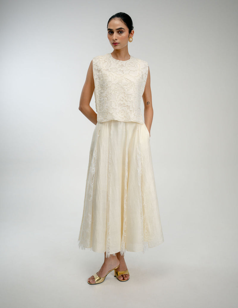 Love Letter Bib mulberry silk jacket/overlay by Ode to Odd in off white for women in Singapore