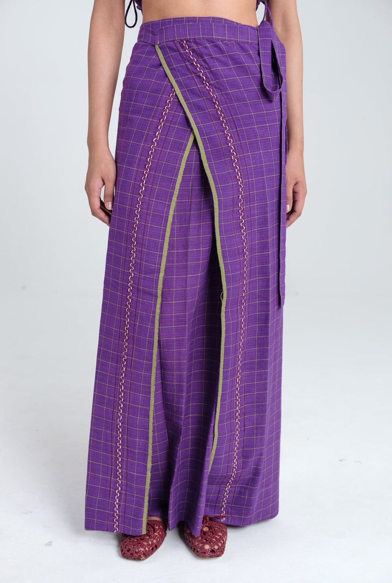 Drift Handloom Lungi handwoven cotton skirt by JodiLife in purple for women in Singapore