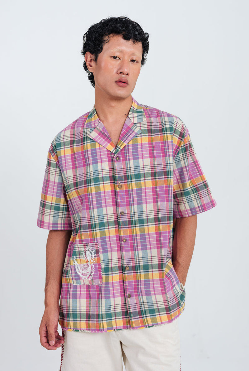 Sherbet Shirt cotton shirt by Jodi Men in pink, green, multi-colour for men in Singapore