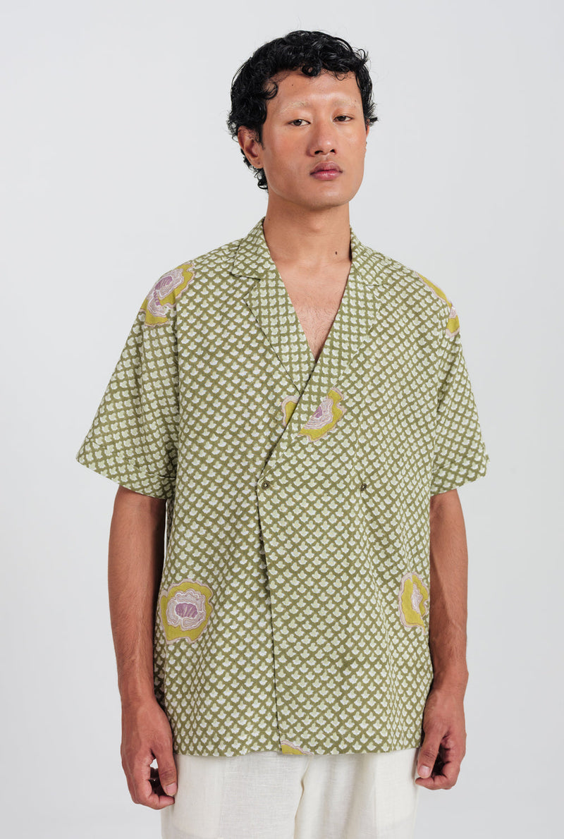 Panna Men Shirt cotton shirt by Jodi Men in green for men in Singapore