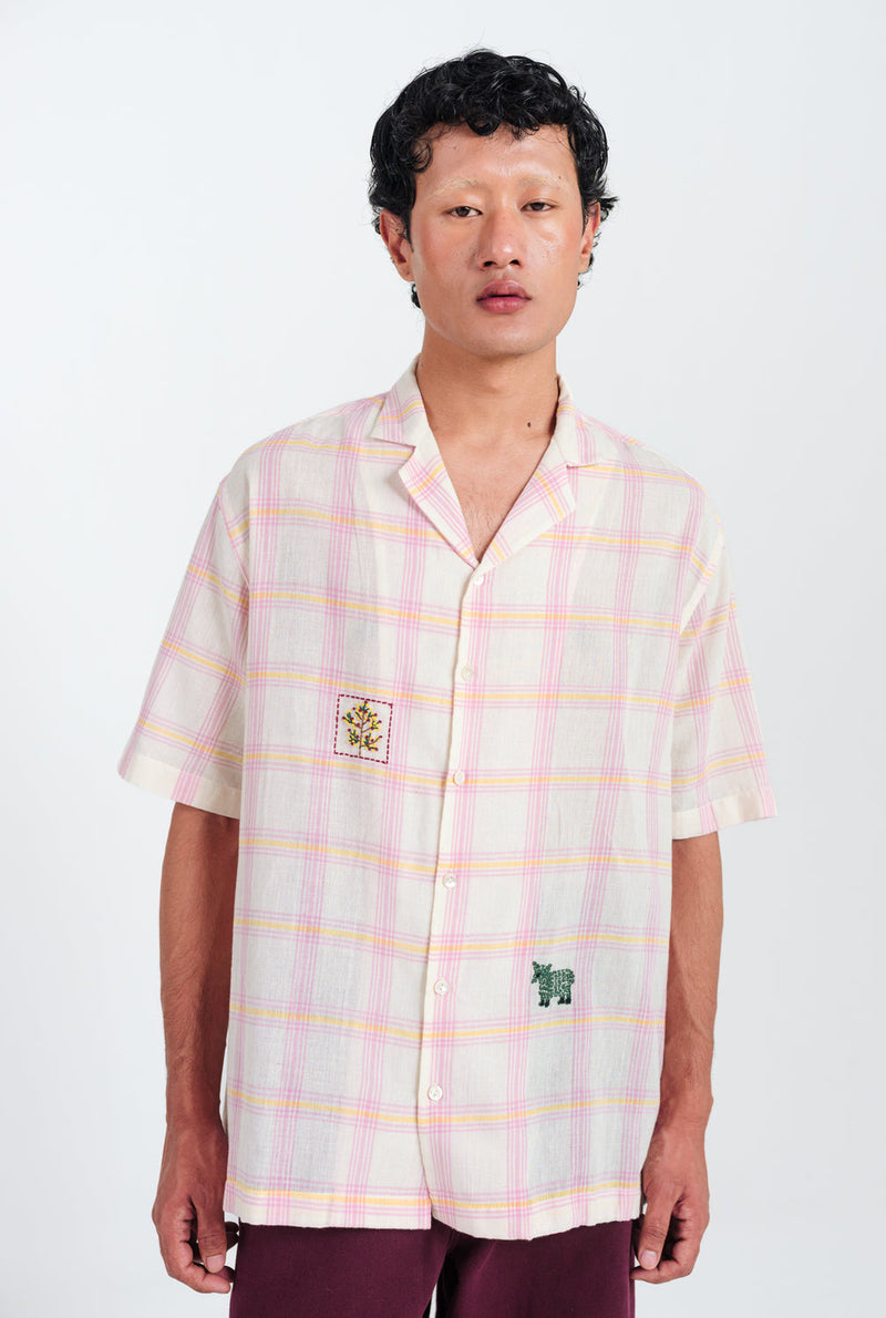 Chataai Men Shirt cotton shirt by Jodi Men in white, pink for men in Singapore