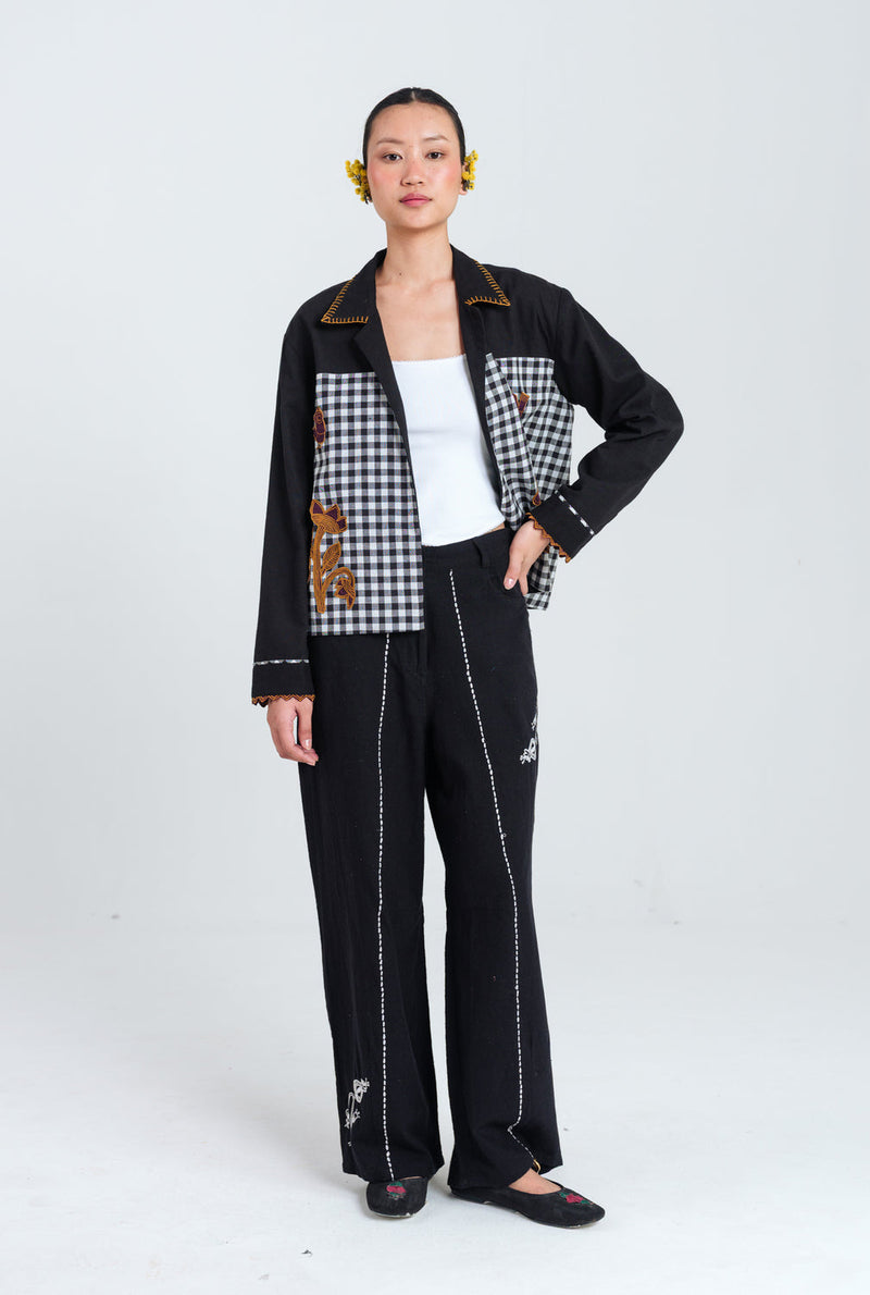 Groove Handloom Jacket handwoven cotton jacket/overlay by JodiLife in black, white for women in Singapore