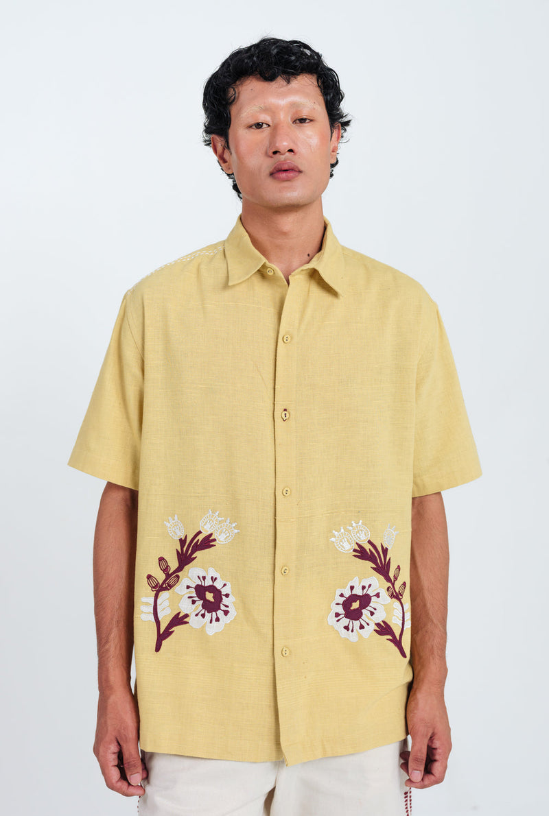 Aamras Shirt kala cotton shirt by Jodi Men in yellow for men in Singapore