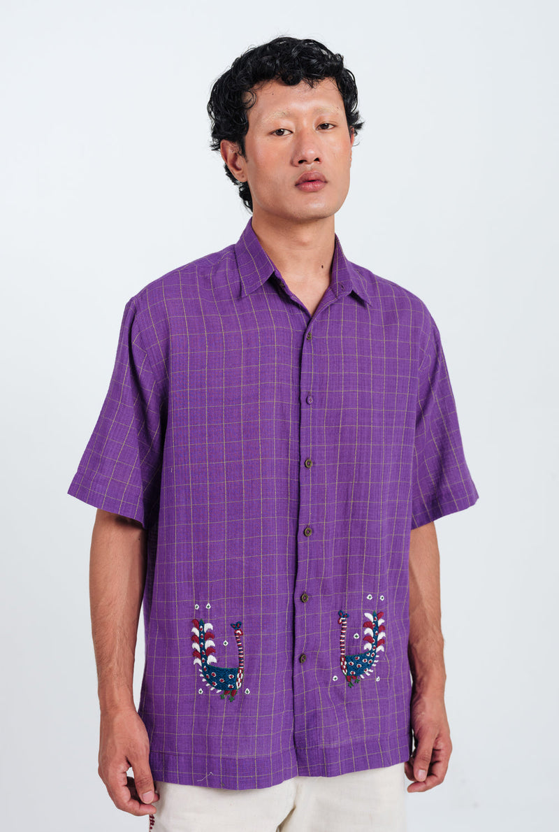 Drift Handloom Mens Shirt cotton shirt by Jodi Men in purple for men in Singapore