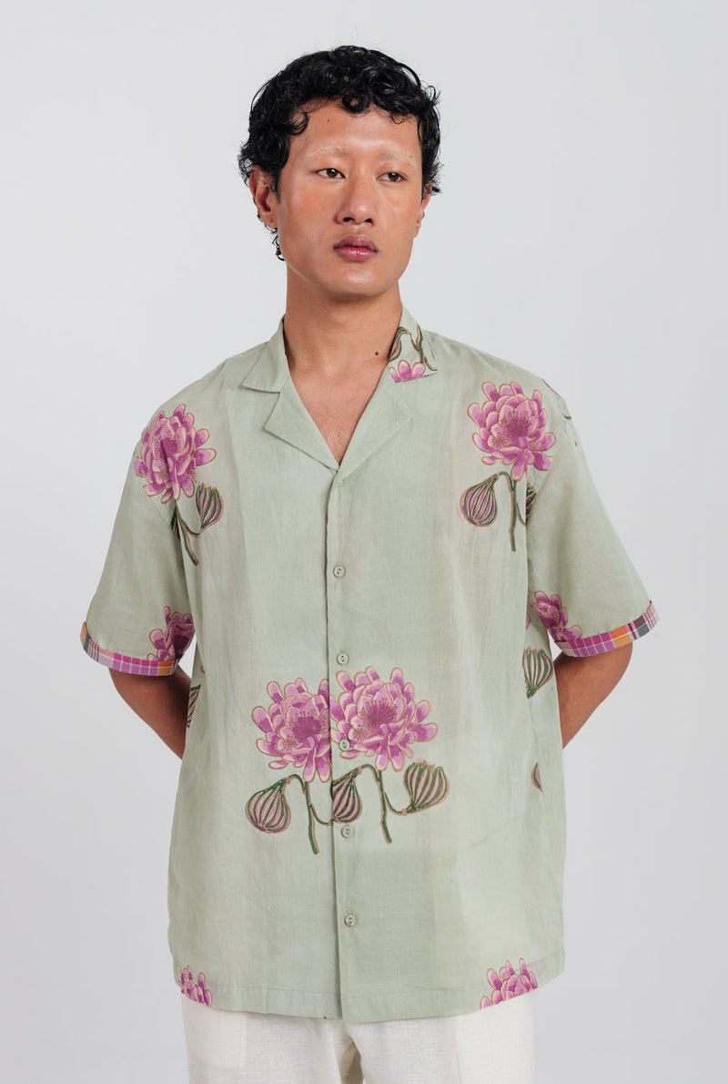 Gulkand Shirt cotton shirt by Jodi Men in green, pink for men in Singapore