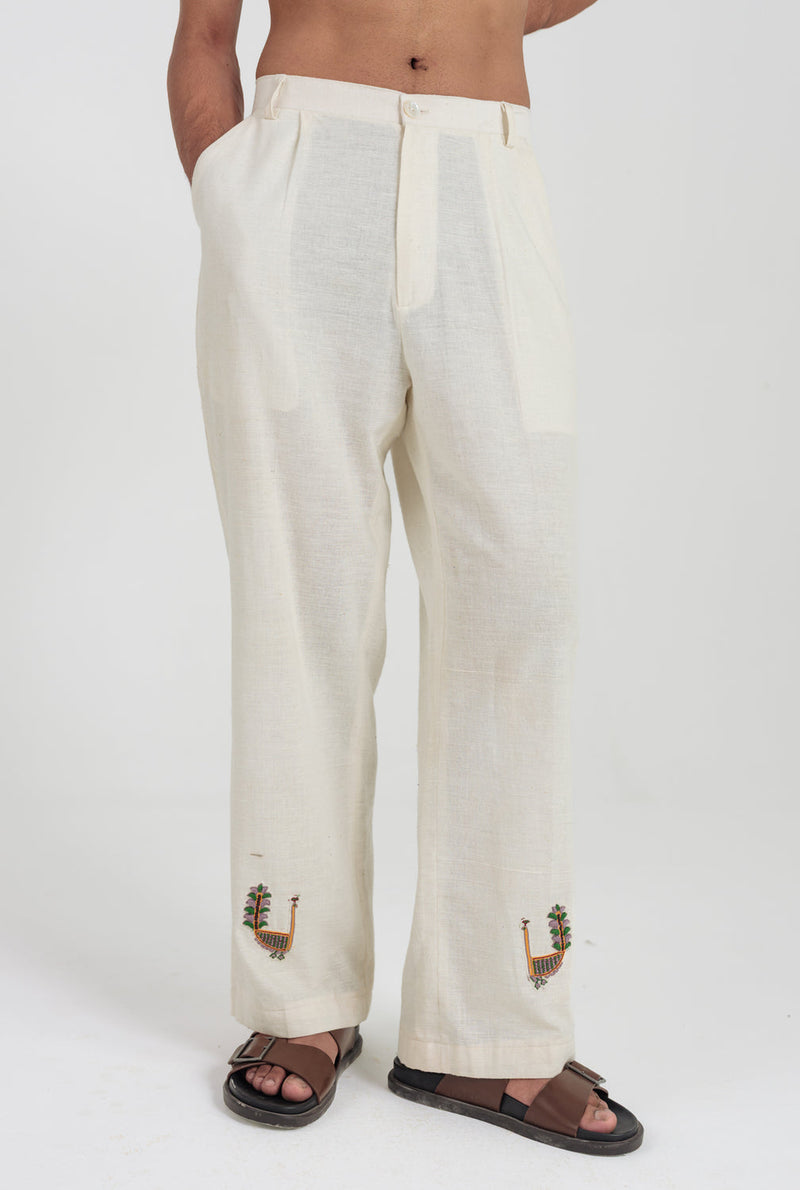 Moon Dance Trousers kala cotton pant/trouser by Jodi Men in off white for men in Singapore