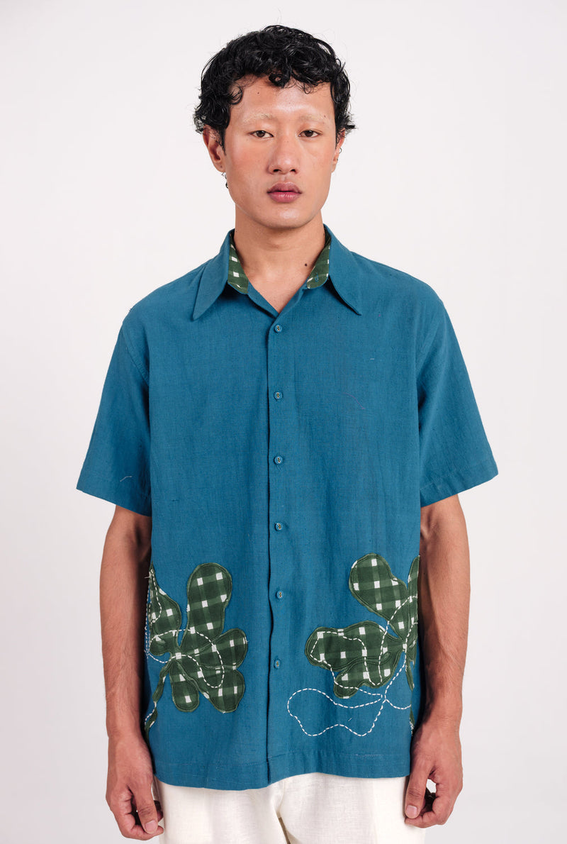 Ether Handloom Men Shirt kala cotton shirt by Jodi Men in blue for men in Singapore