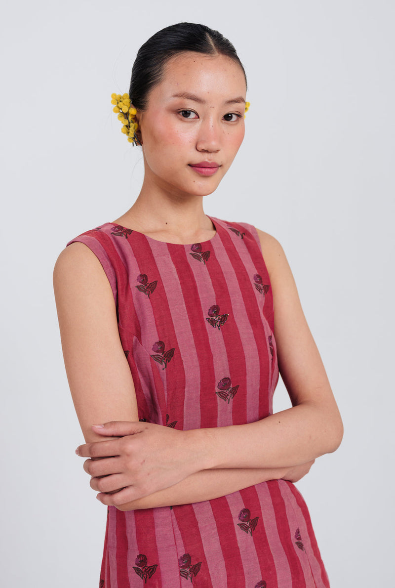 Spring Asymmetric Dress mul chanderi dress by JodiLife in red, pink for women in Singapore