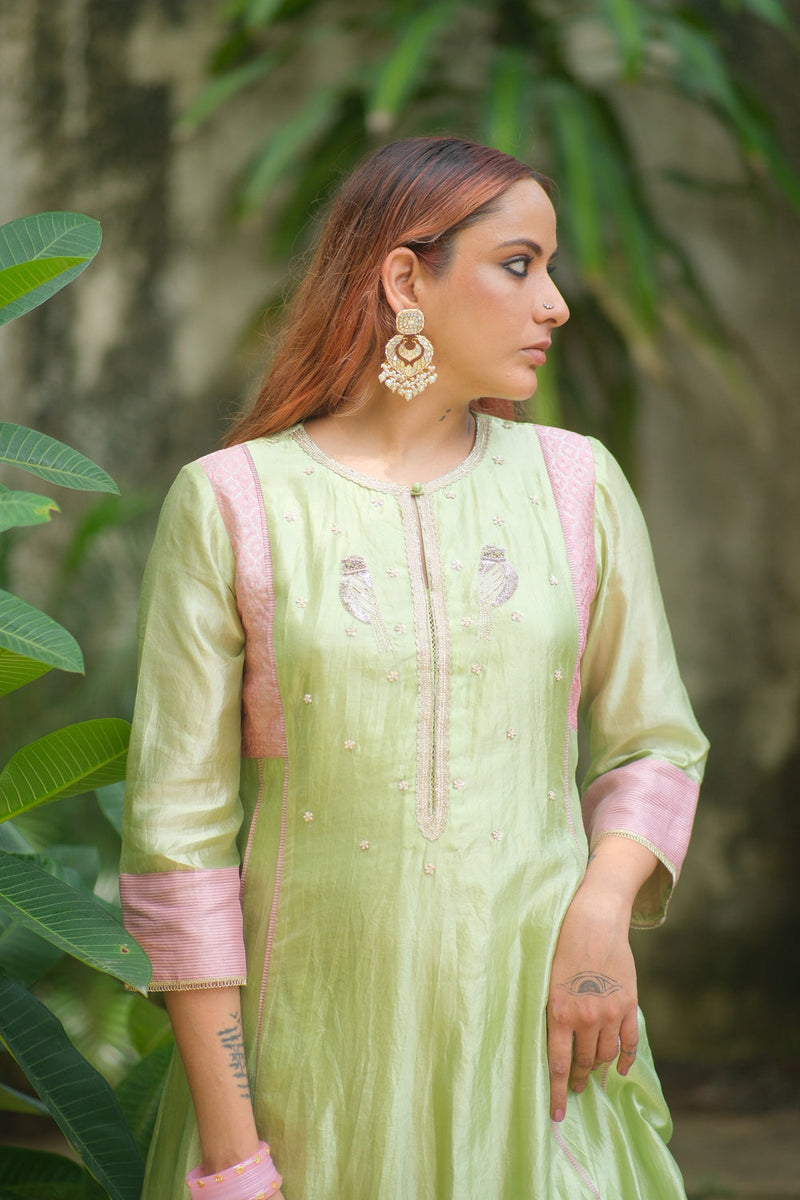 Vira Kurta Set dupion, chanderi silk kurta/kurta set by Myoho in sky for women in Singapore