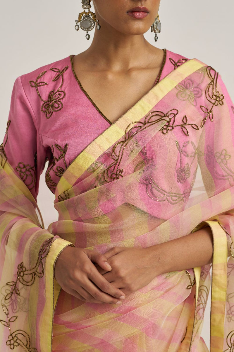 Yamini Blouse Pink silk by Suparna Som in pink color for women in Singapore