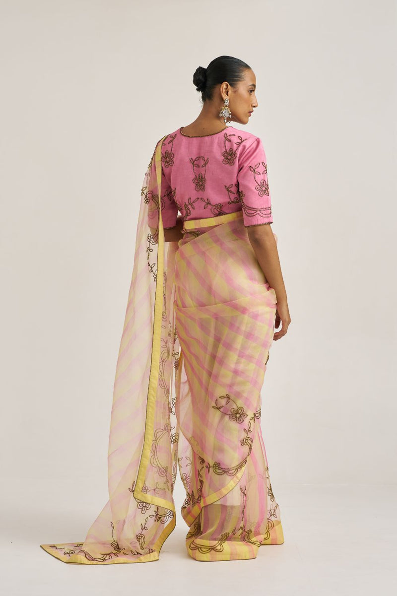 Yamini Blouse Pink silk by Suparna Som in pink color for women in Singapore