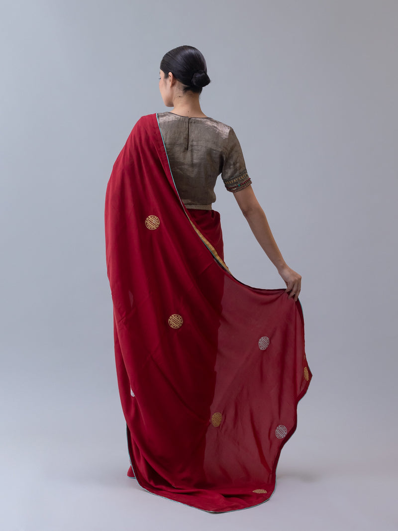 Drukyul Saree-Red