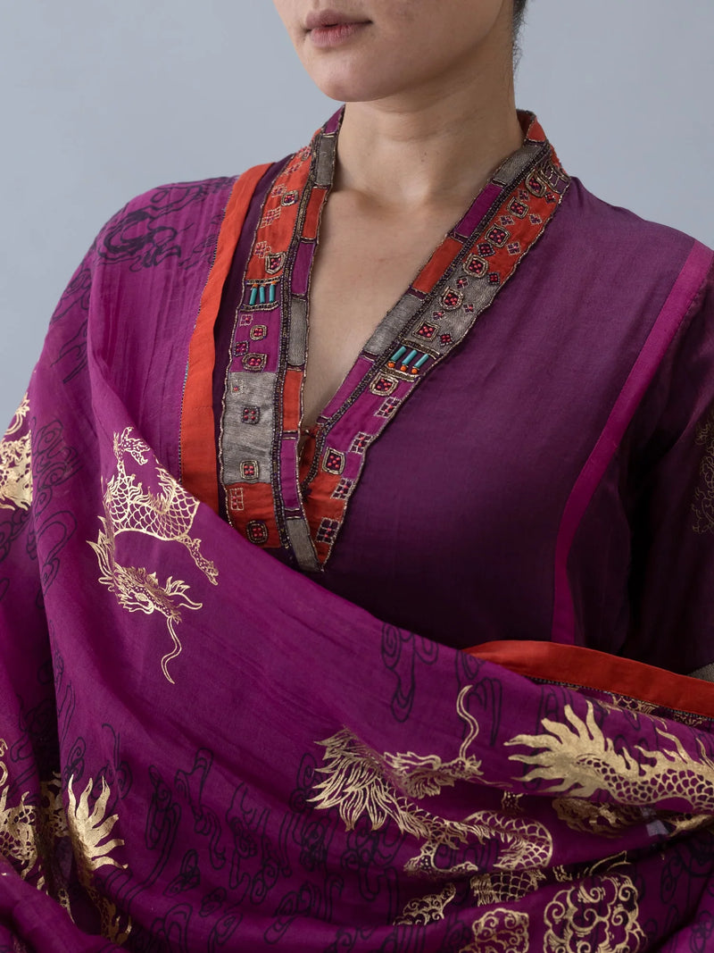 Utsang Kurta-Wine