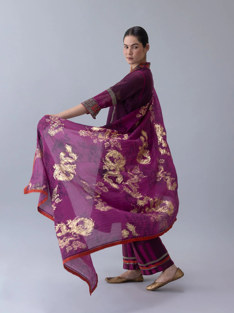 Utsang Kurta-Wine