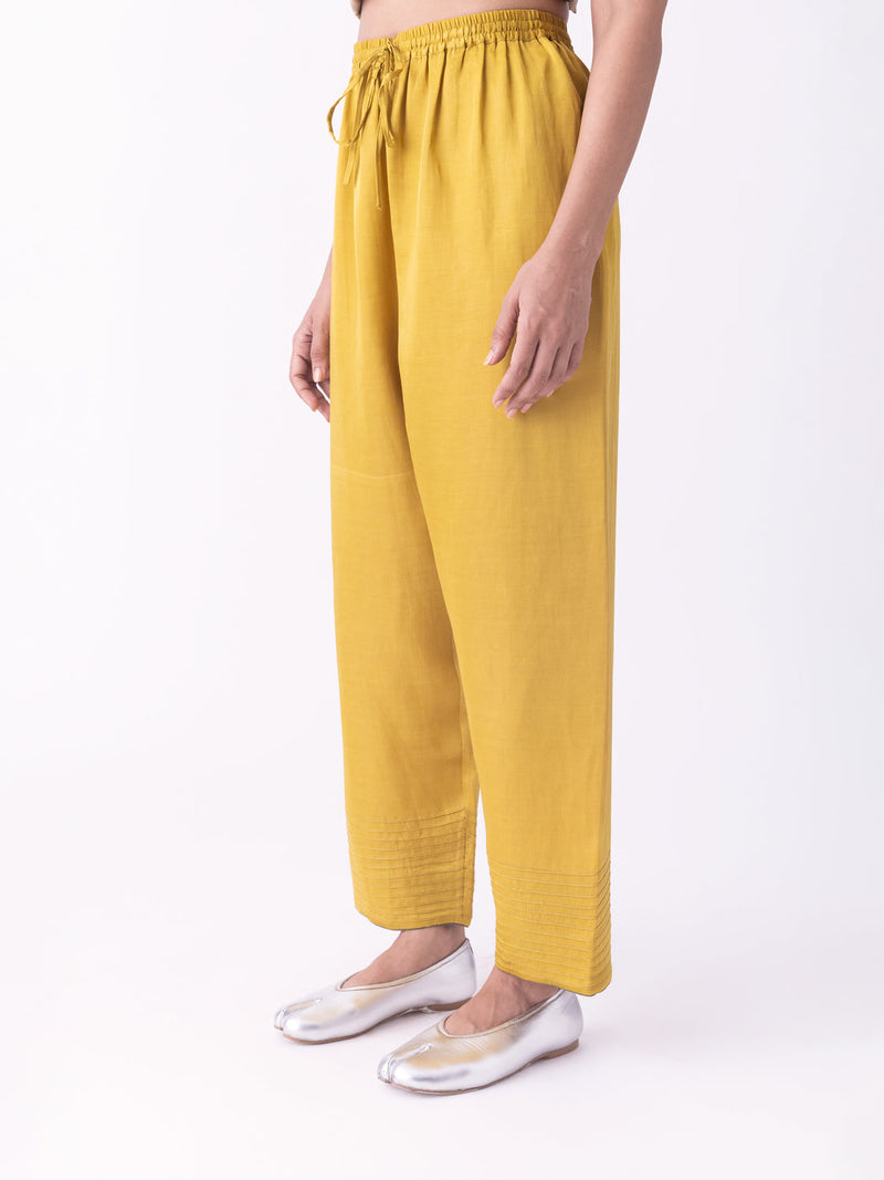 Peet-Pyjama linen viscose pyjama/salwar by Shades of India in mustard for women in Singapore