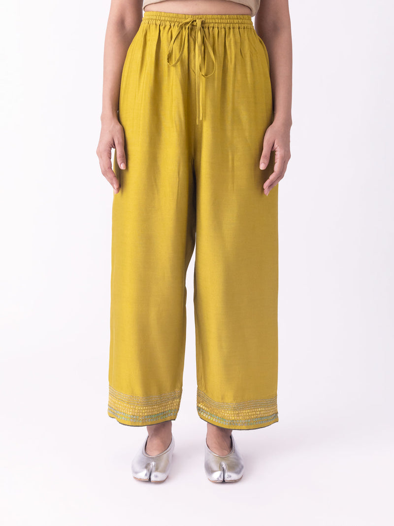 Uday-Pyjama silk blend pyjama/salwar by Shades of India in mustard for women in Singapore