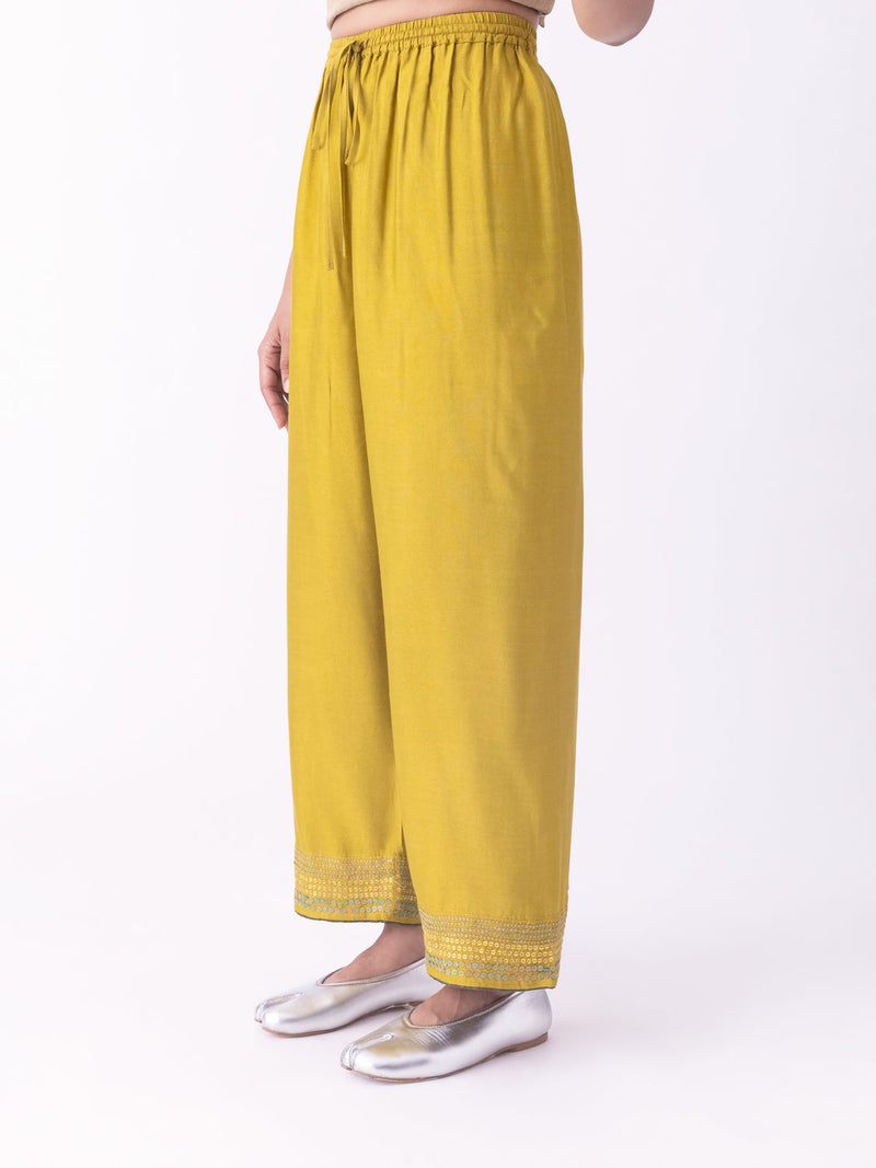 Uday-Pyjama silk blend pyjama/salwar by Shades of India in mustard for women in Singapore
