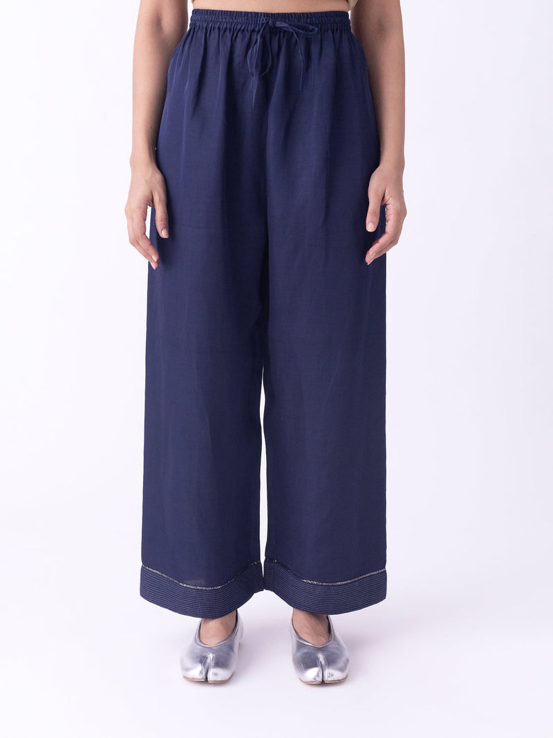 Taarika-Pyjama linen blend pyjama/salwar by Shades of India in indigo for women in Singapore