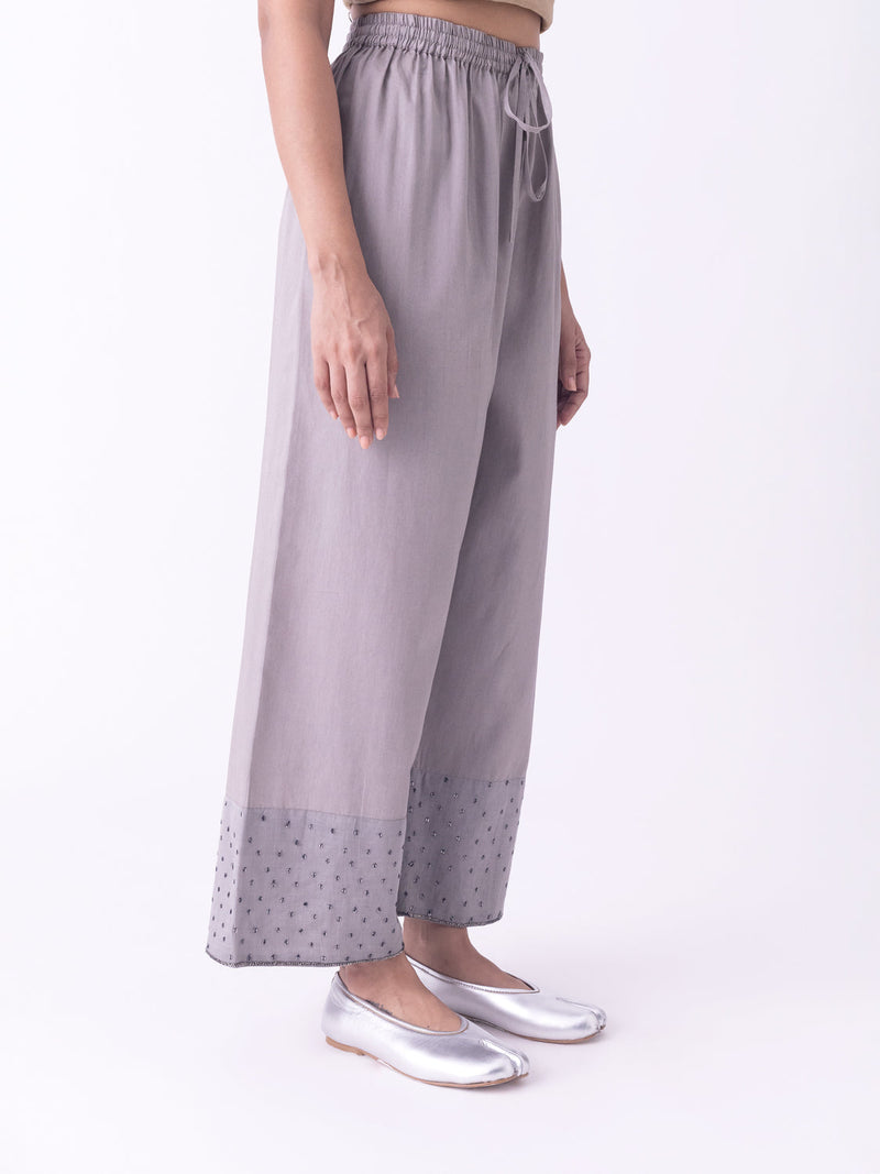 Vritika-Pyjama cotton satin pyjama/salwar by Shades of India in grey for women in Singapore