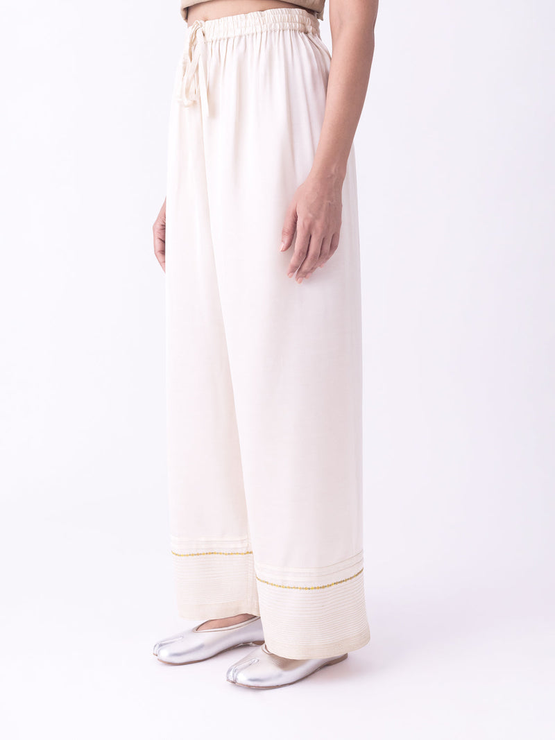 Tarasha-Pyjama linen blend pyjama/salwar by Shades of India in brown for women in Singapore