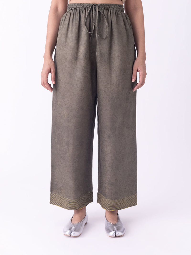 Oliva-Pyjama silk cotton pyjama/salwar by Shades of India in olive for women in Singapore