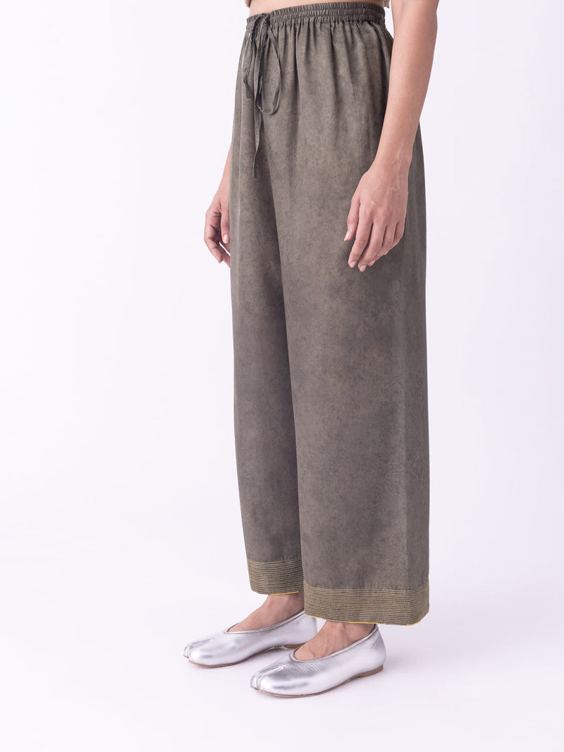 Oliva-Pyjama silk cotton pyjama/salwar by Shades of India in olive for women in Singapore