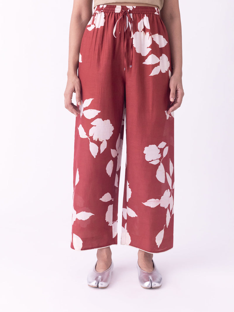 Aavar-Pyjama silk cotton pyjama/salwar by Shades of India in red for women in Singapore