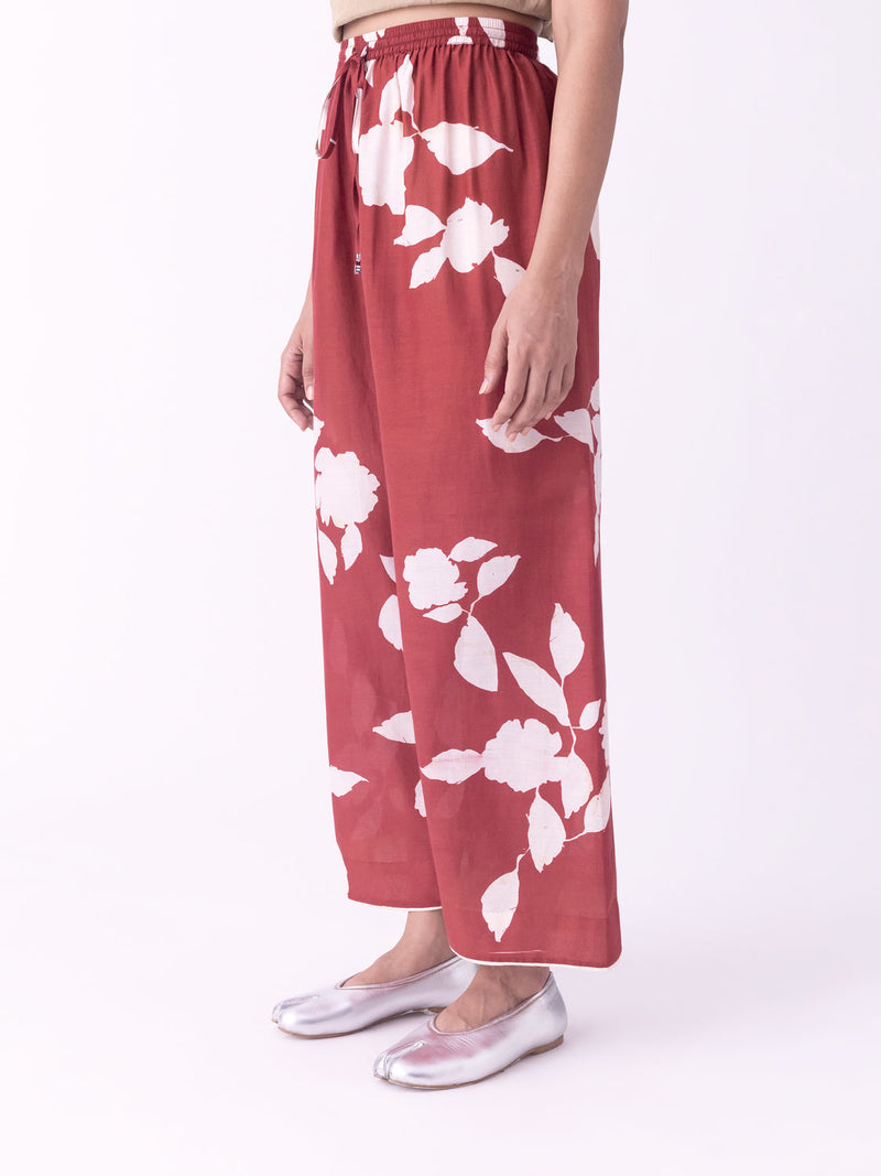 Aavar-Pyjama silk cotton pyjama/salwar by Shades of India in red for women in Singapore
