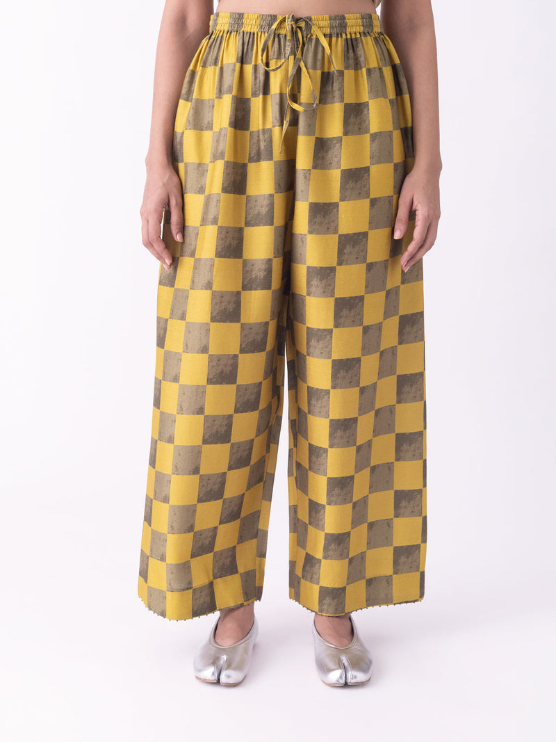 Navira-Pyjama silk blend pyjama/salwar by Shades of India in mustard & olive for women in Singapore