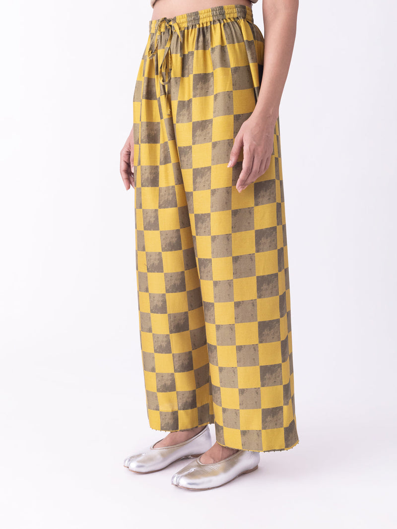 Navira-Pyjama silk blend pyjama/salwar by Shades of India in mustard & olive for women in Singapore