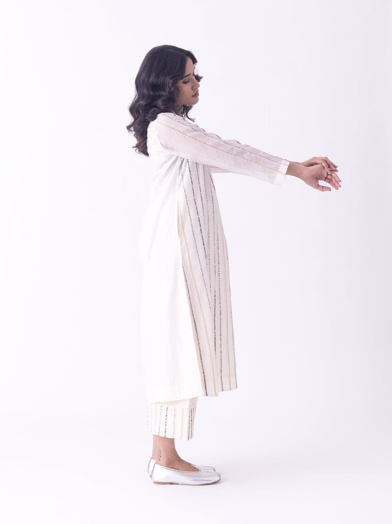 Gulra-Kurta chanderi kurta/kurta set by Shades of India in beige for women in Singapore