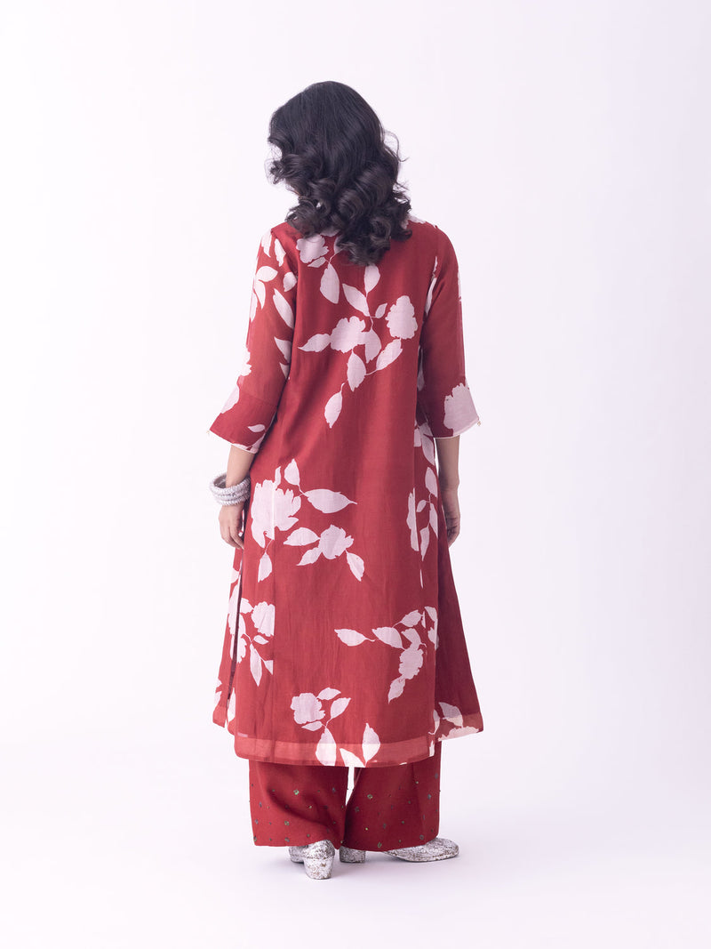 Resha-Kurta chanderi kurta/kurta set by Shades of India in red for women in Singapore